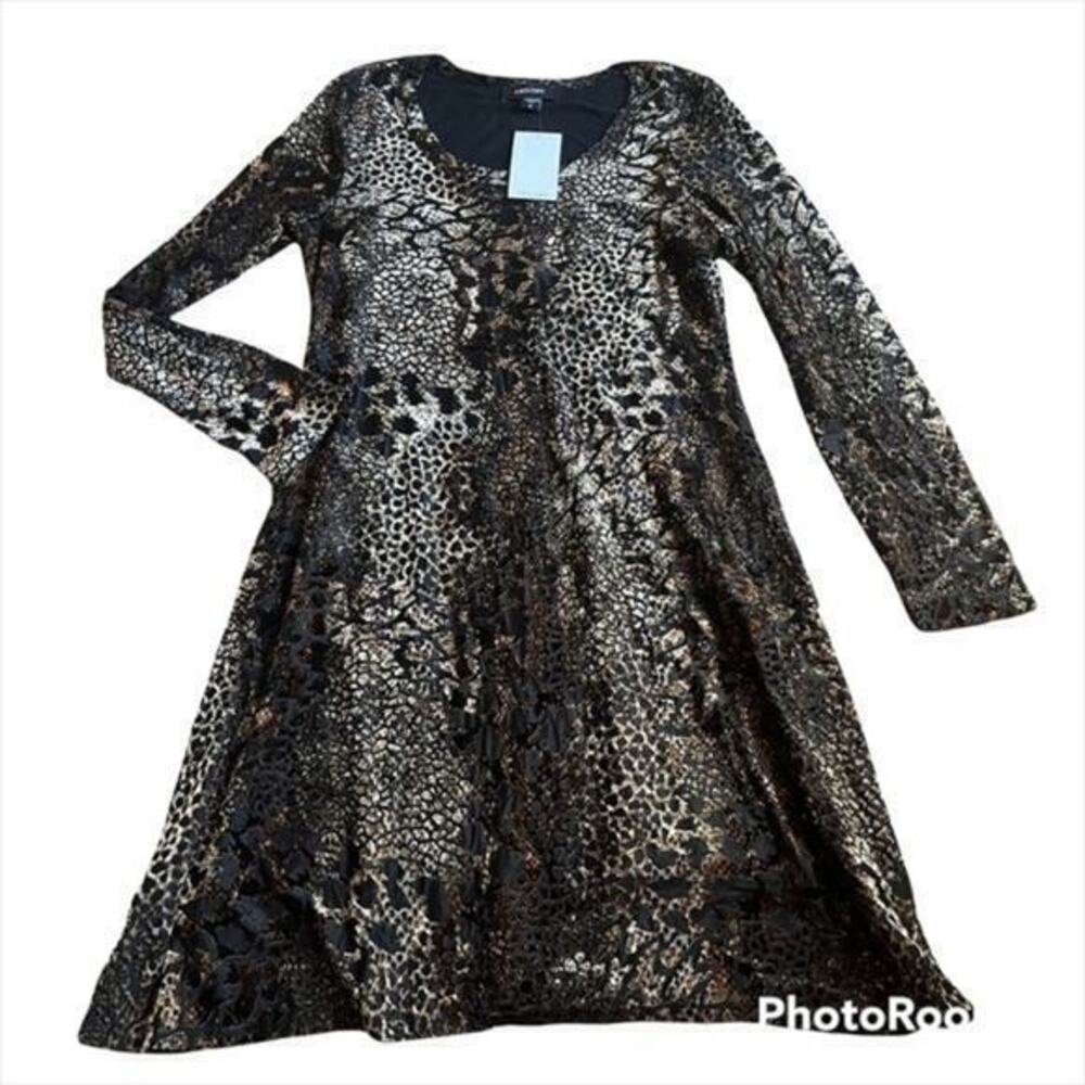 New Karen Kane long sleeve crocodile pattern velvet dress
